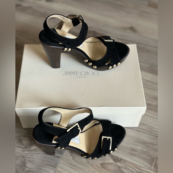 Jimmy Choo Urban Sue in Black Suede and Gold NWT - Picture 2 of 10